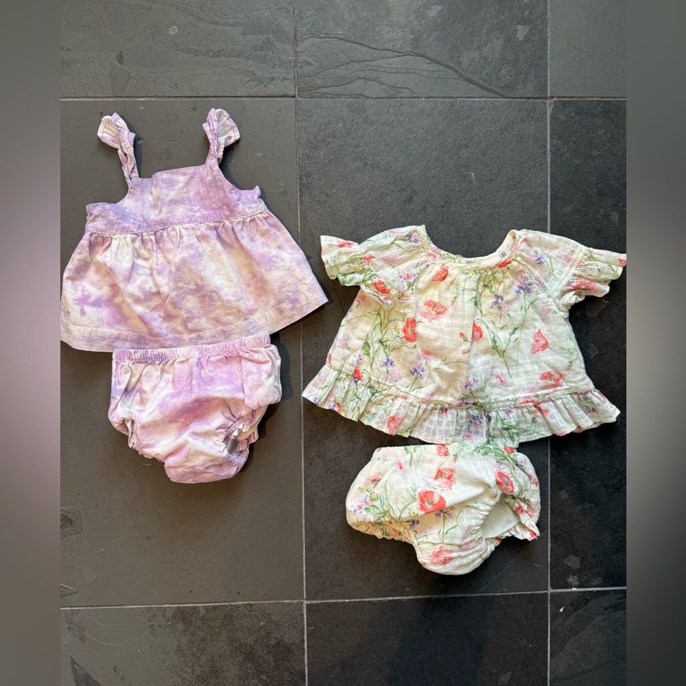 Set of two cotton Baby Gap outfits Floral and Tie-Dye 3-6 month set